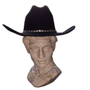 Summit Cattleman Hat Black Eyelets Size 7 Unisex Gold Black/White Chevron Band